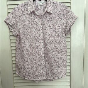 Women’s Cotton Floral Short Sleeve Button-Up Shirt